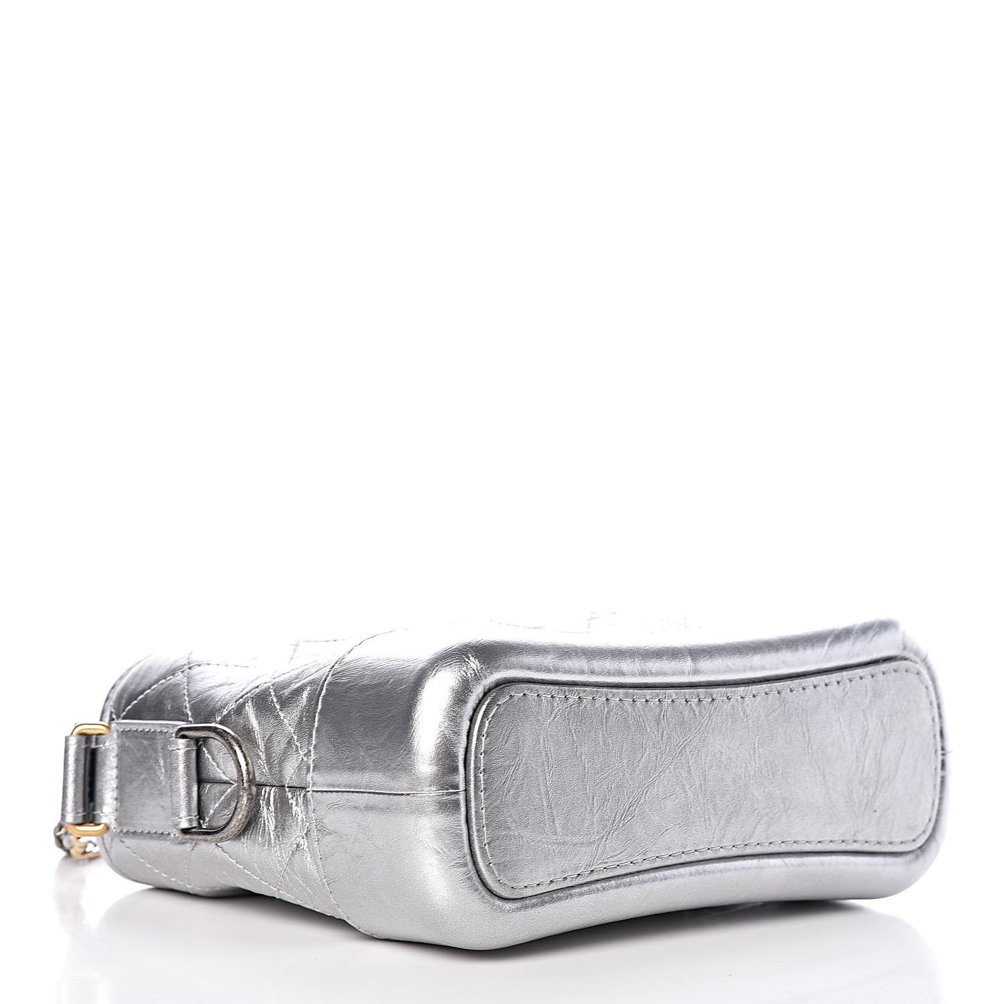 Metallic Aged Calfskin Quilted Small Gabrielle Hobo Silver