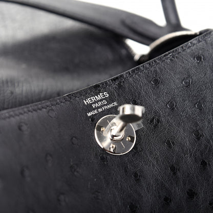 Hermes Ostrich Mini Lindy 20 Black 8 of 9