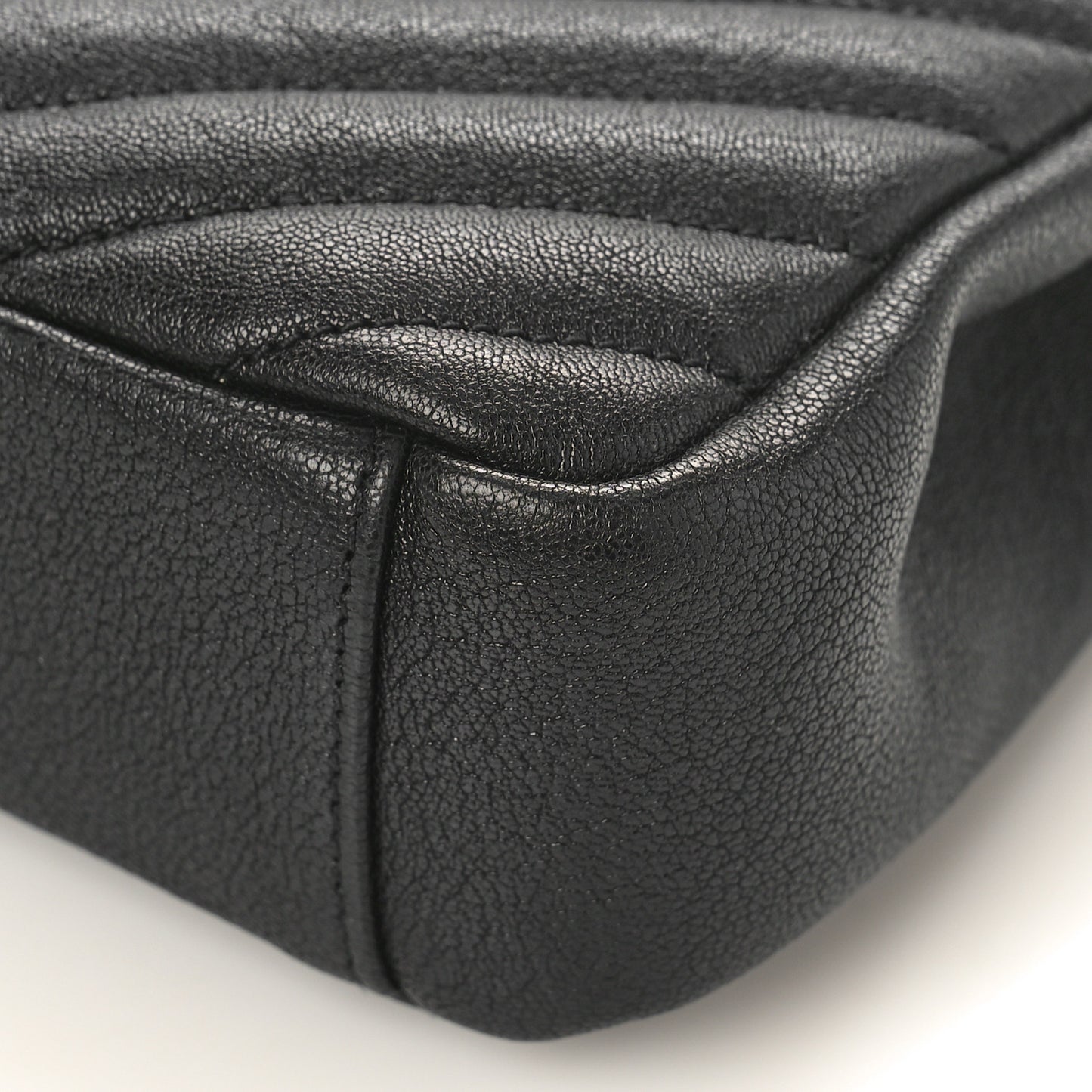 Sheepskin Matelasse Chevron Monogram Medium College Bag Black