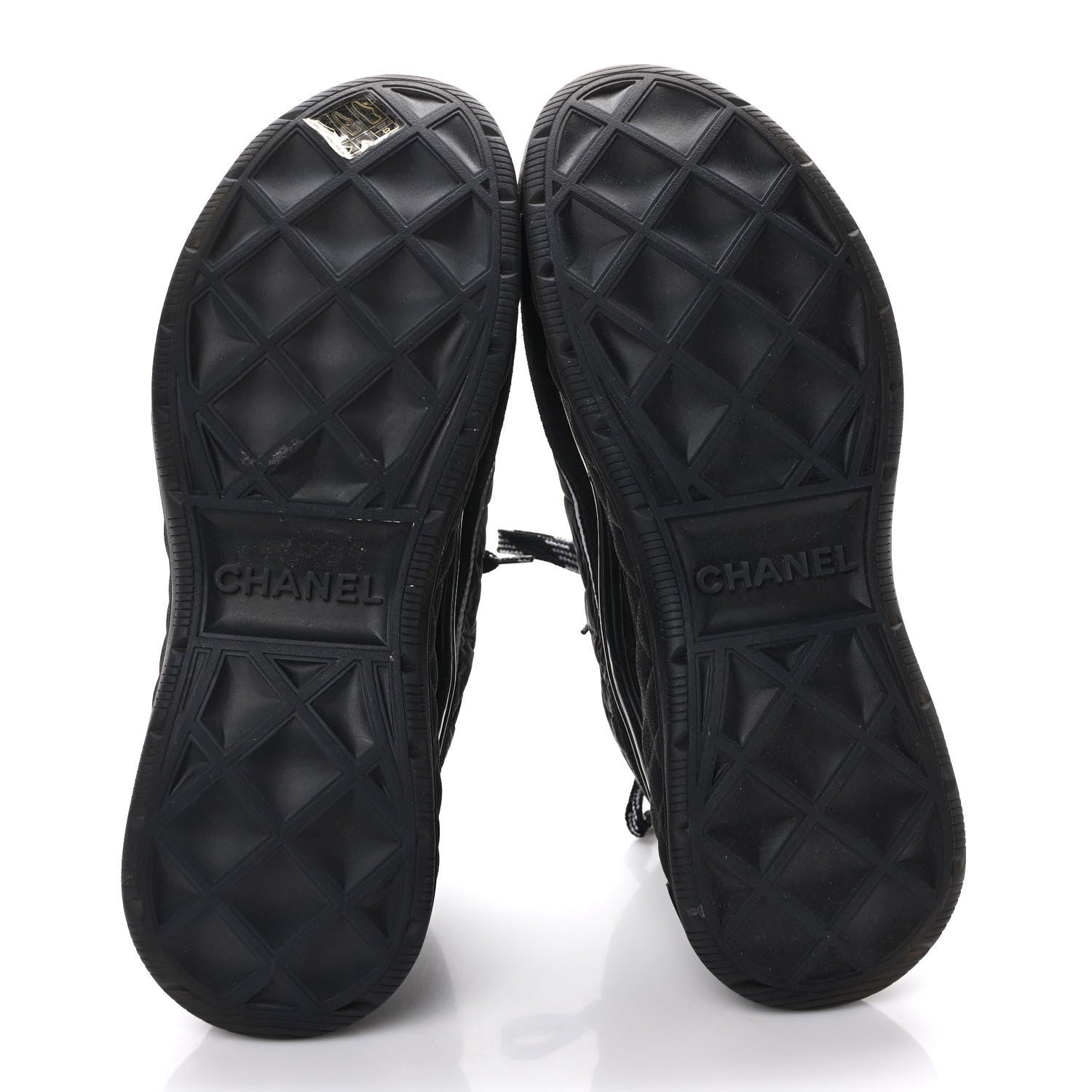 Chanel Fabric Calfskin Suede Womens CC Sneakers 40 Black 5 of 8