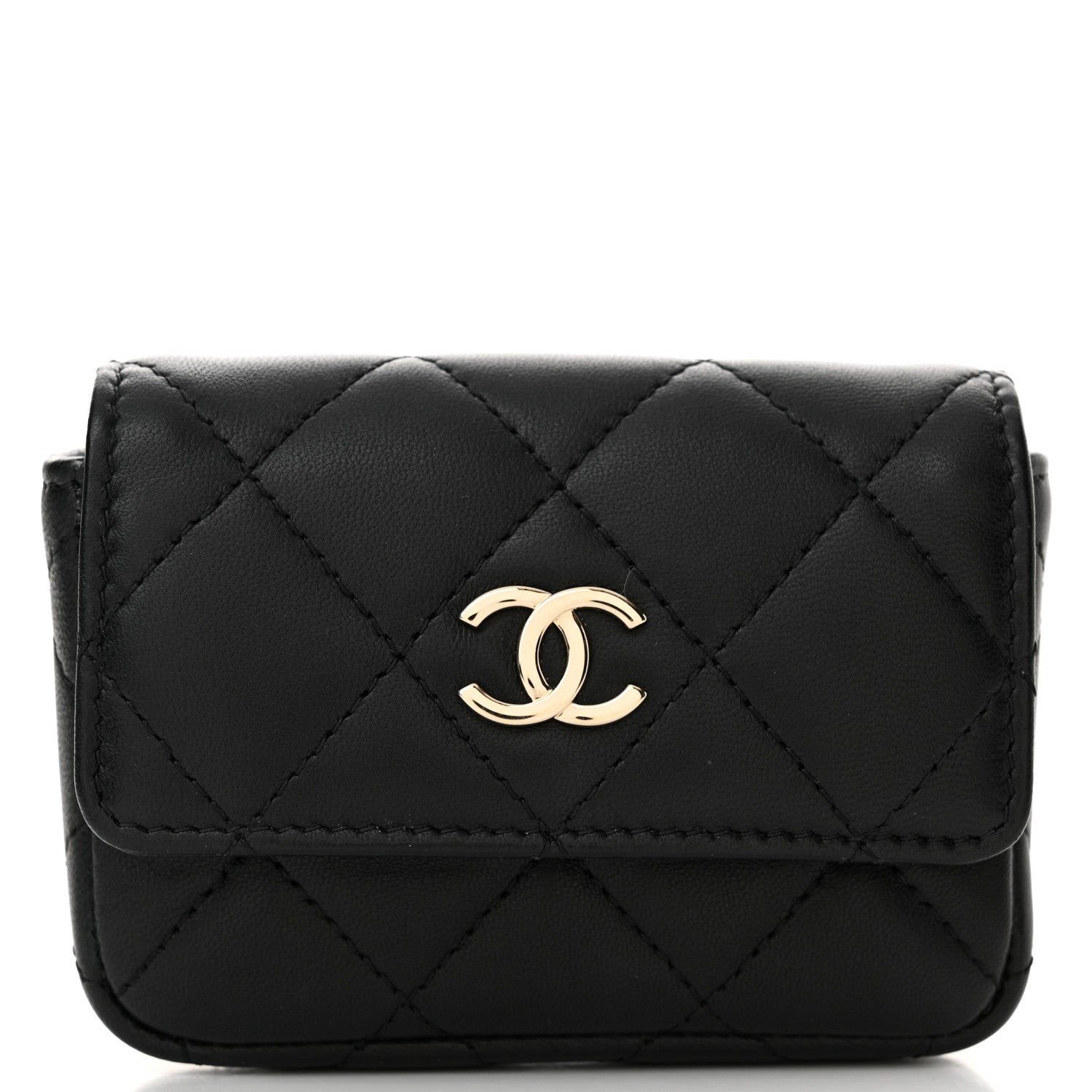Chanel Lambskin Quilted Pearl Chain Belt Bag Black 9 of 11