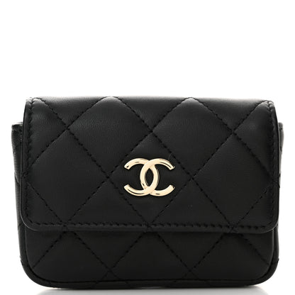 Chanel Lambskin Quilted Pearl Chain Belt Bag Black 9 of 11