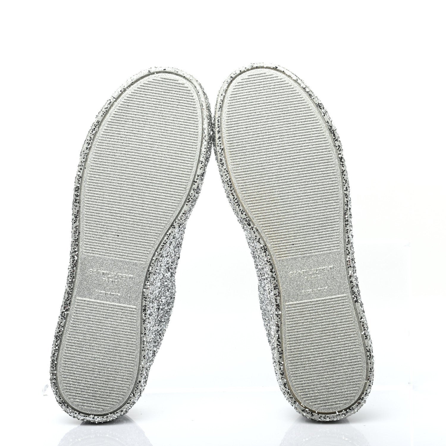 Saint Laurent Calfskin Crystal Glitter Andy Sneakers 39 Silver 9 of 16
