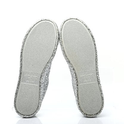 Saint Laurent Calfskin Crystal Glitter Andy Sneakers 39 Silver 9 of 16