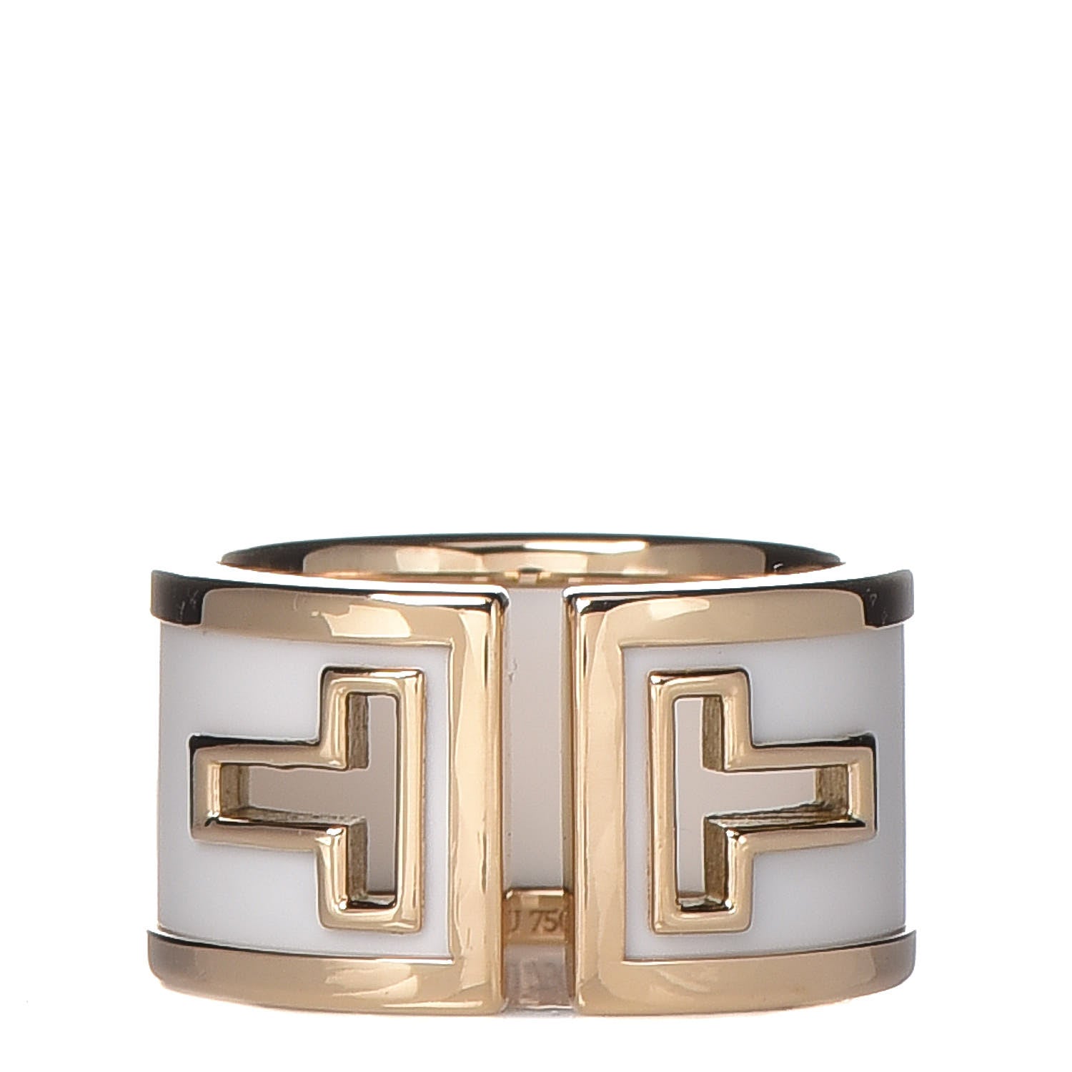 Tiffany 18K Yellow Gold White Ceramic T Cutout Ring 49 5 1 of 4