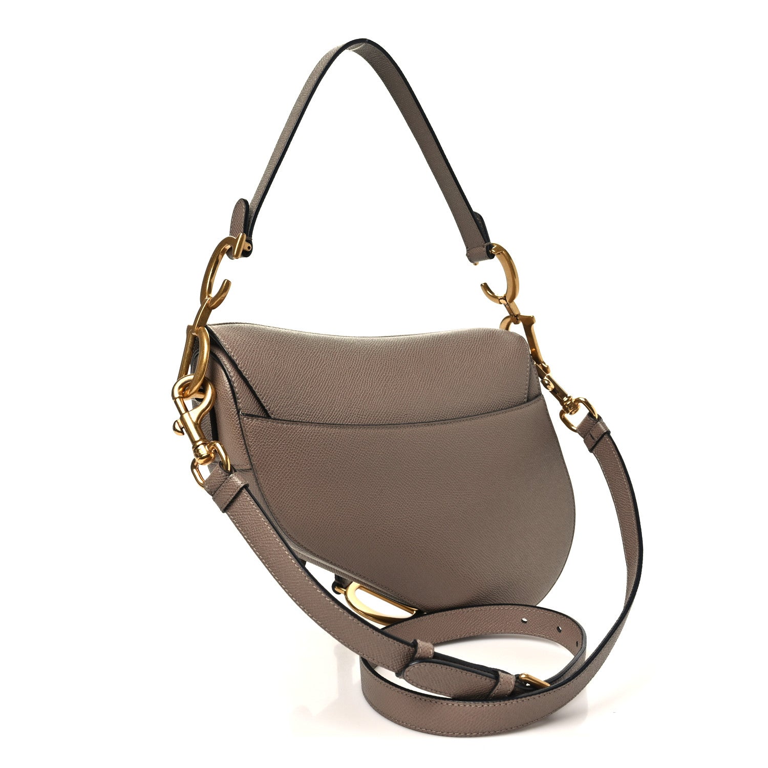 Christian Dior Grained Calfskin Saddle Bag With Strap Warm Taupe 3 of 11
