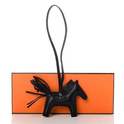 Hermes Milo Lambskin Matte Alligator Touch Grigri Rodeo Horse Bag Charm PM So Black 4 of 4