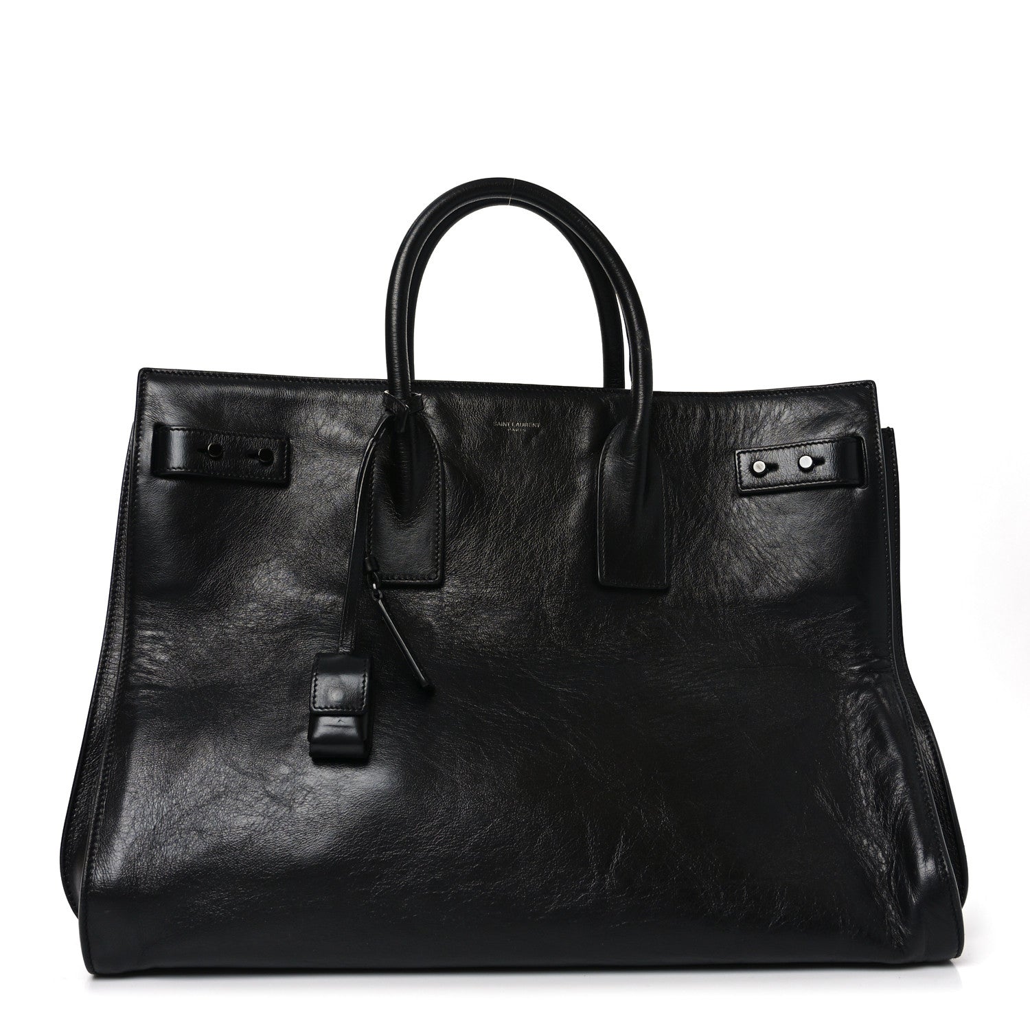 Saint Laurent Textured Patent Large Souple Sac De Jour Black 1 of 11
