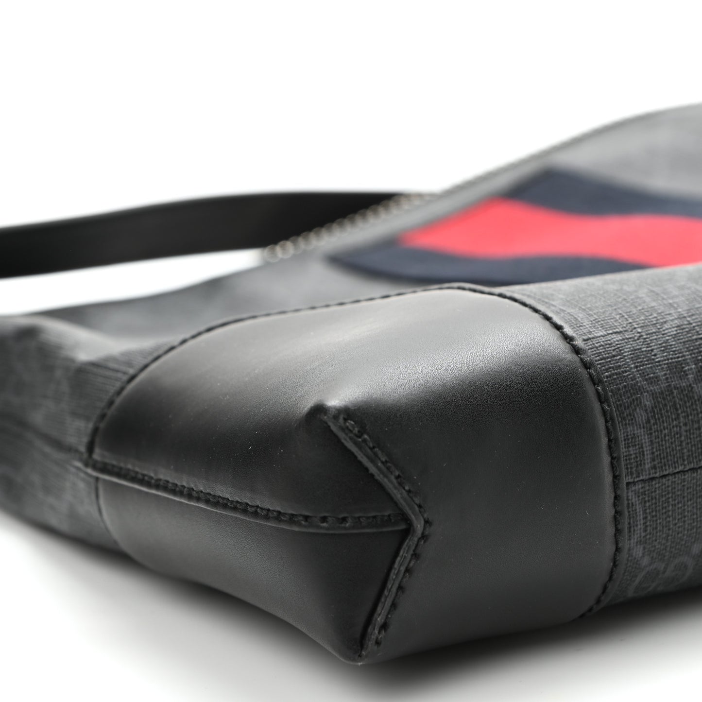 Soft GG Supreme Monogram Appia Calfskin Web East West Messenger Bag Black Grey