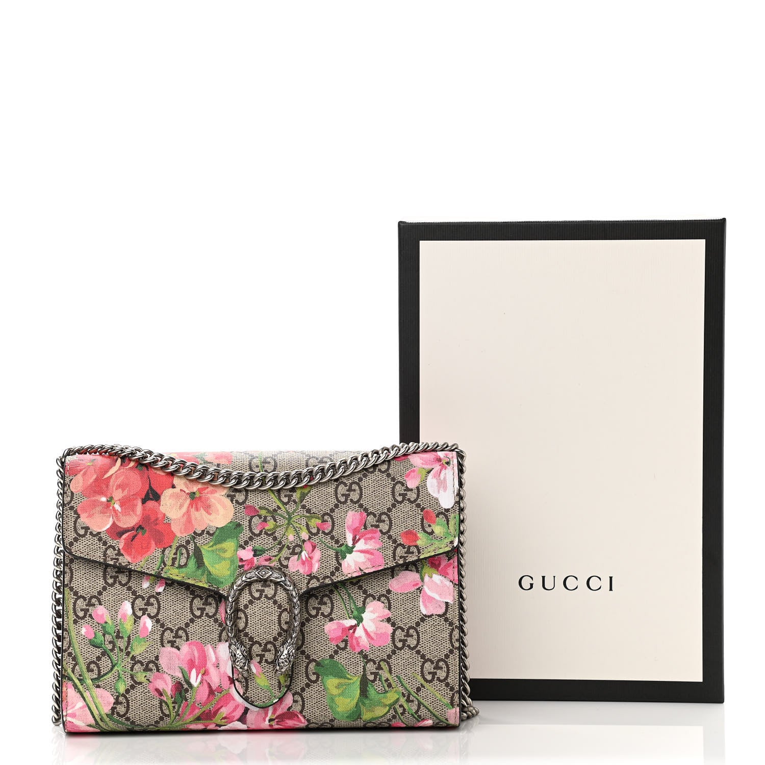 Gucci GG Supreme Monogram Blooms Mini Dionysus Chain Wallet Beige Multicolor Dry Rose 12 of 12