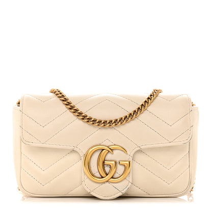 Gucci Calfskin Matelasse Super Mini GG Marmont Shoulder Bag White 1 of 23