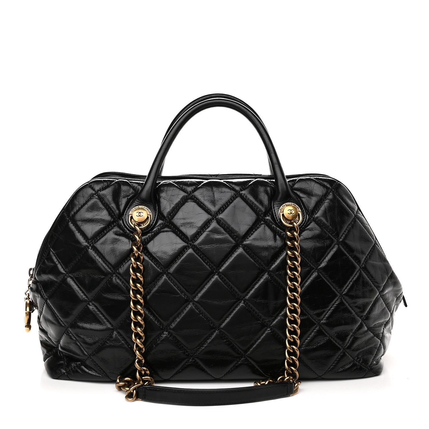 Chanel Glazed Calfskin Castle Rock Bowling Bag Black 1 of 9
