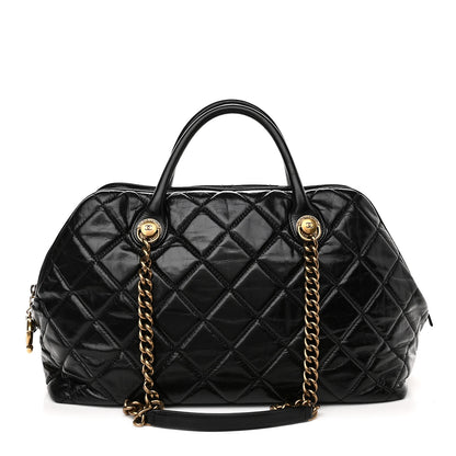 Chanel Glazed Calfskin Castle Rock Bowling Bag Black 1 of 9