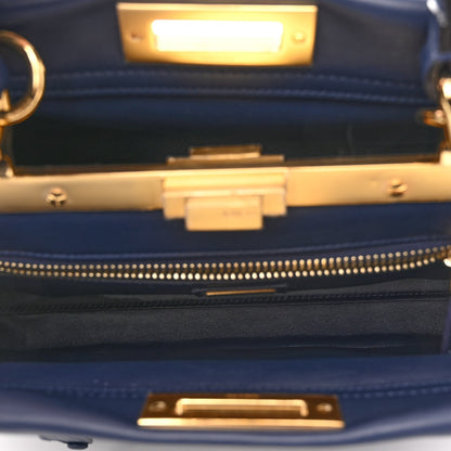 Fendi Vitello Seta Shiny Nappa Medium 3 Pocket Peekaboo Iconic Satchel Blueberry 5 of 10
