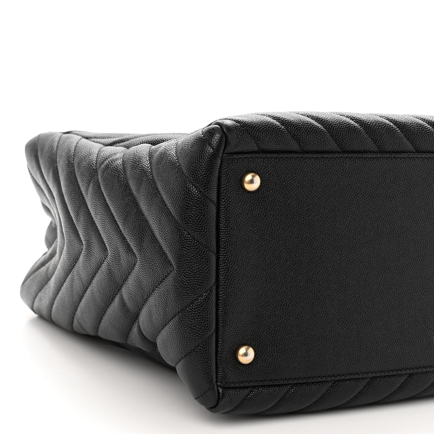 Caviar Chevron Quilted Coco Handle Shopping Tote Black