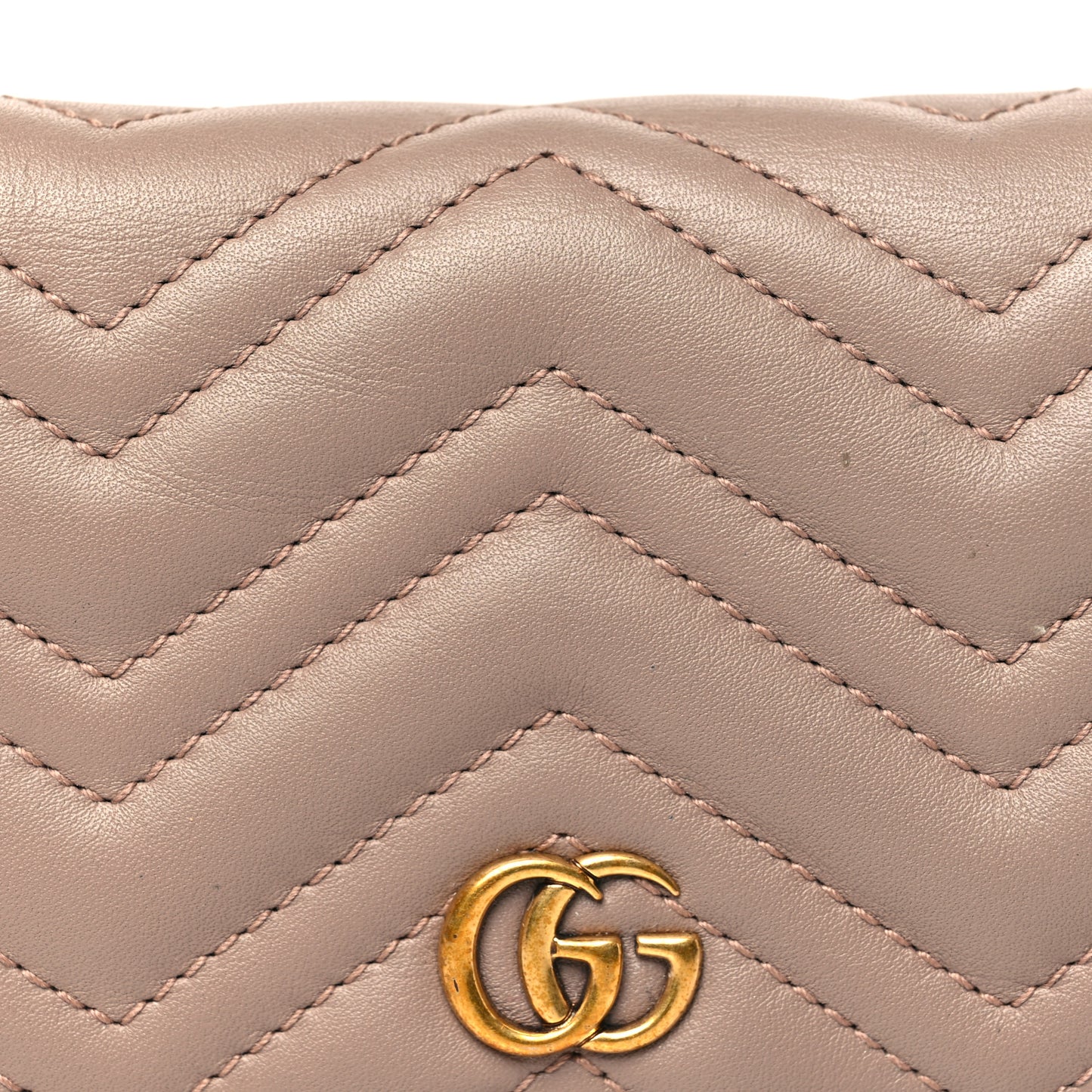 Calfskin Matelasse GG Marmont Card Case Wallet Porcelain Rose