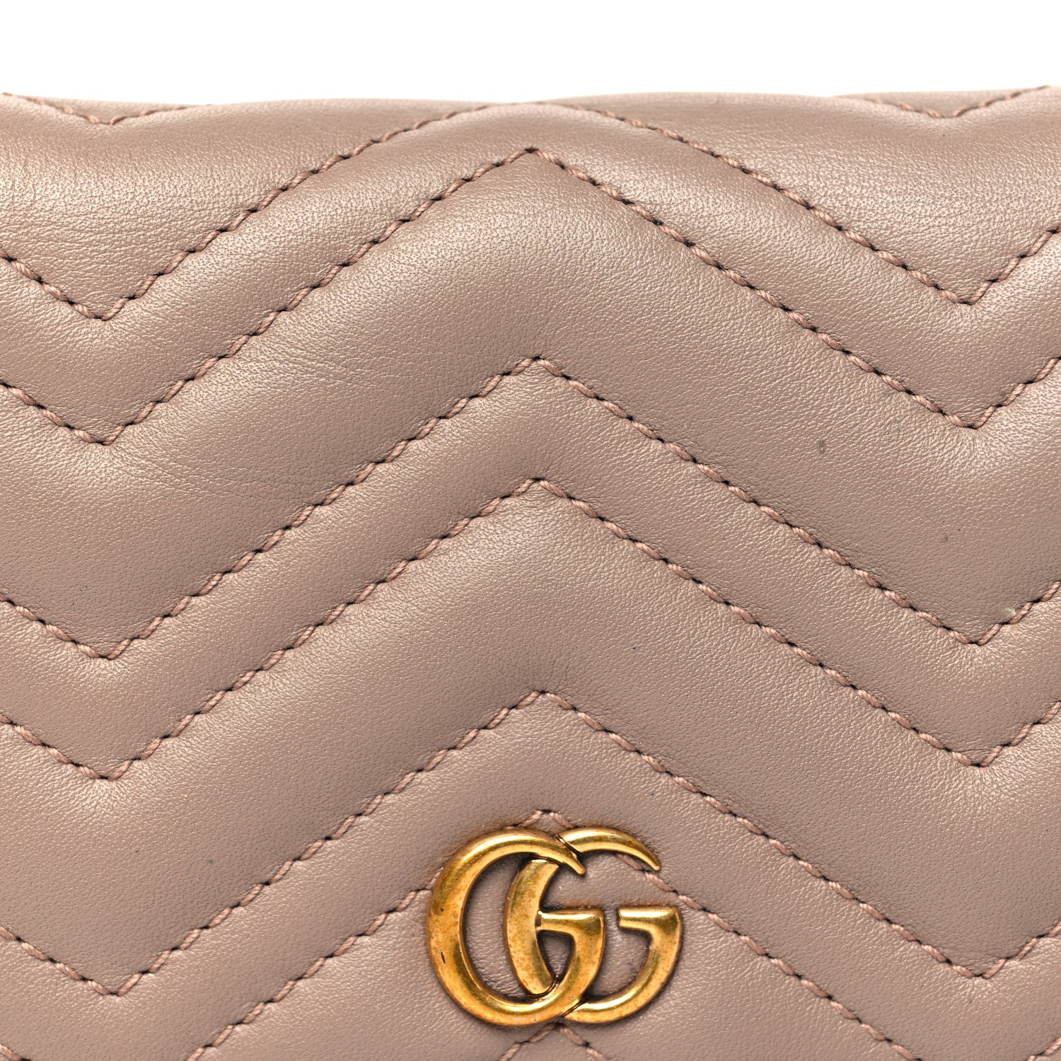 Gucci Calfskin Matelasse GG Marmont Card Case Wallet Porcelain Rose 8 of 12