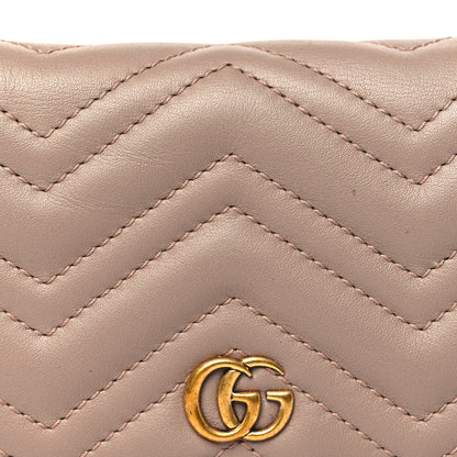 Gucci Calfskin Matelasse GG Marmont Card Case Wallet Porcelain Rose 8 of 12