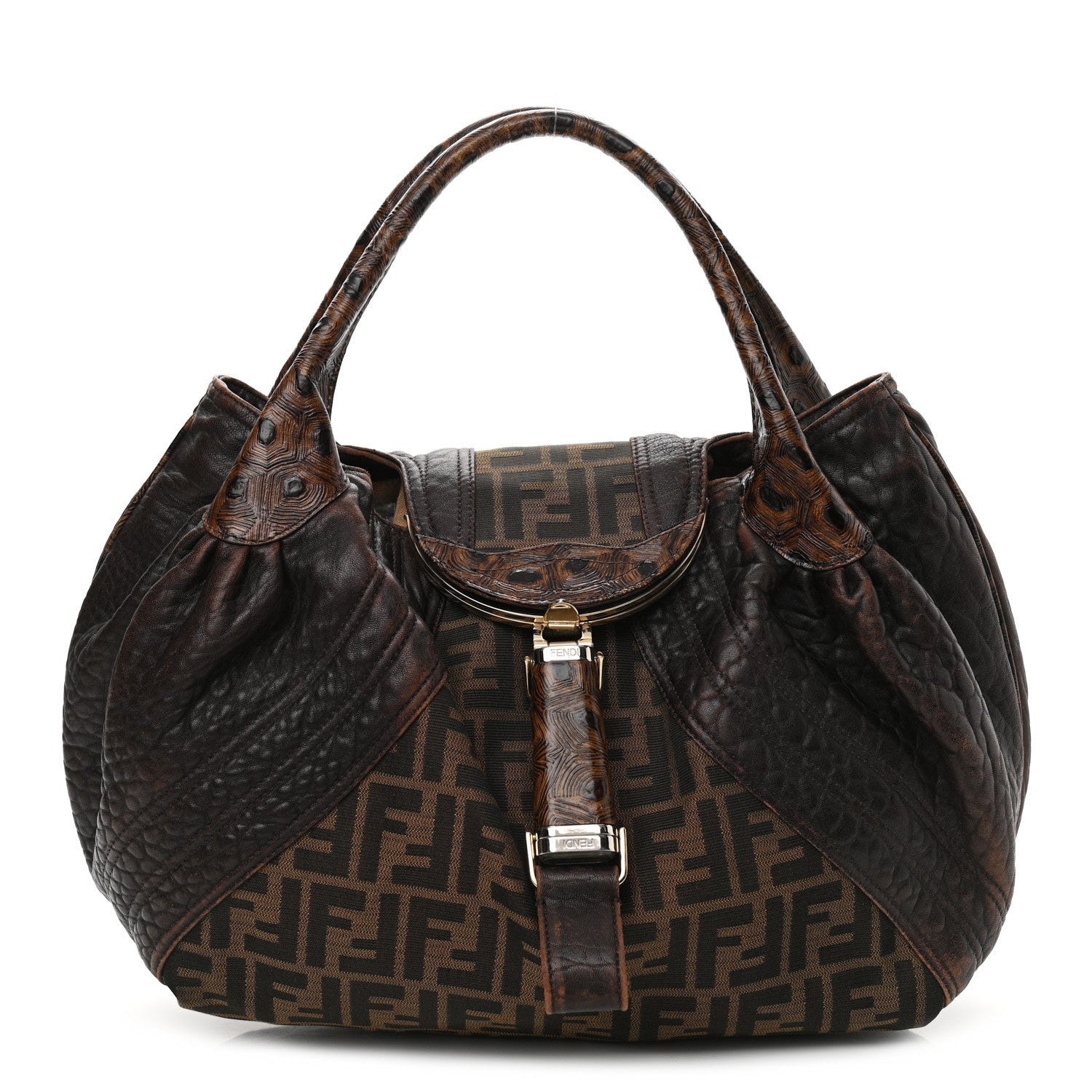 Fendi Zucca Nappa Nuvolata Vitello Tortuga Spy Tobacco Moro 1 of 11