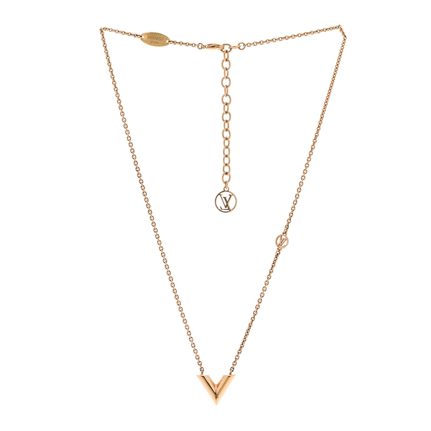 Louis Vuitton Essential V Necklace Gold 3 of 6