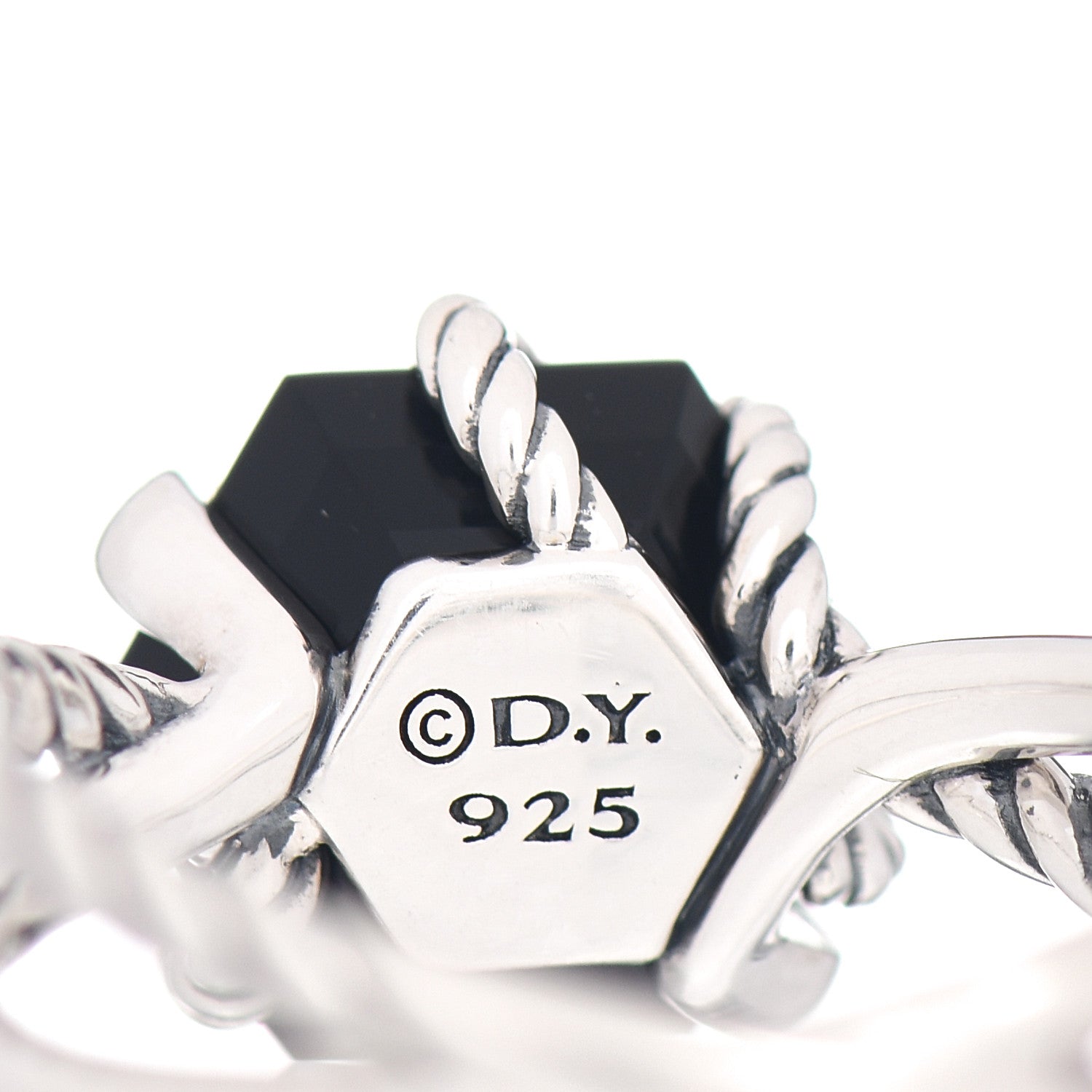 David Yurman Sterling Silver Diamond Black Onyx 10mm Cable Wrap Ring 54 7 5 of 5