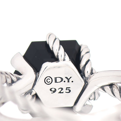 David Yurman Sterling Silver Diamond Black Onyx 10mm Cable Wrap Ring 54 7 5 of 5