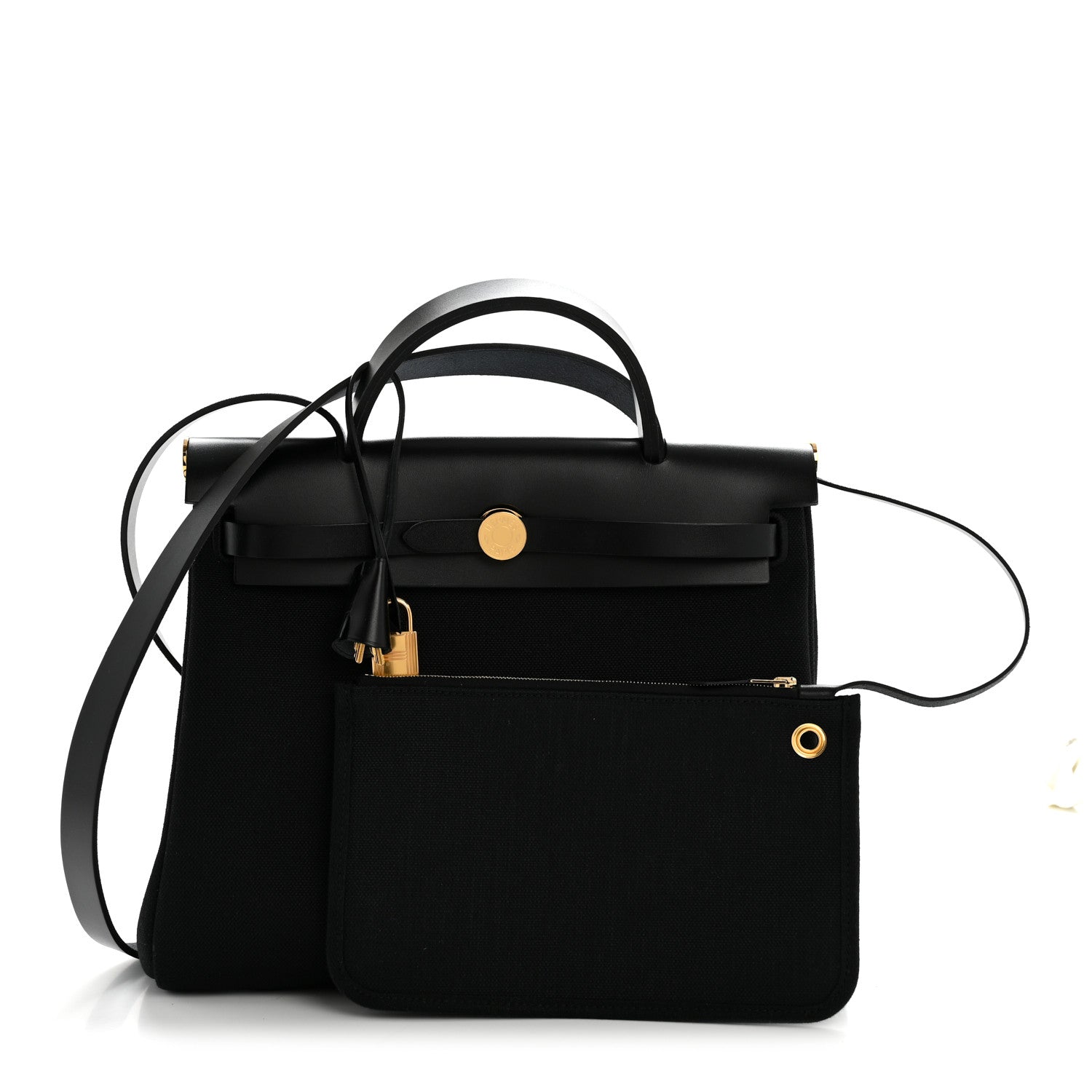 Hermes Military Toile Vache Hunter Herbag Zip Retourne 31 PM Black 3 of 11