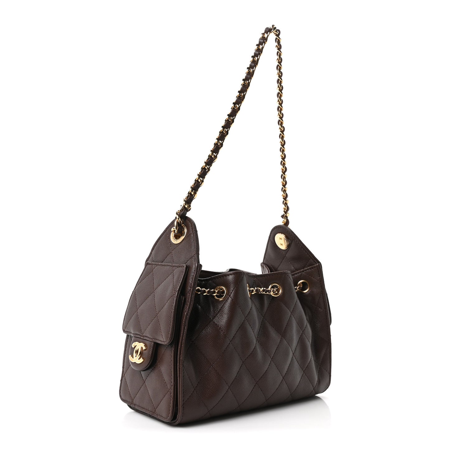 Caviar Quilted Mini Chanel 25 Handbag Dark Brown