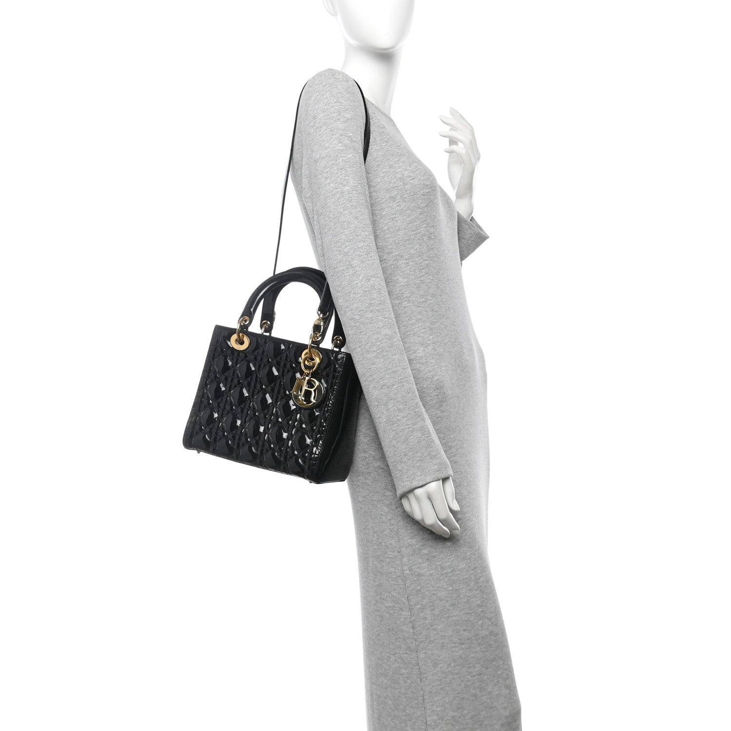 Christian Dior Patent Cannage Medium Lady Dior Black 2 of 12