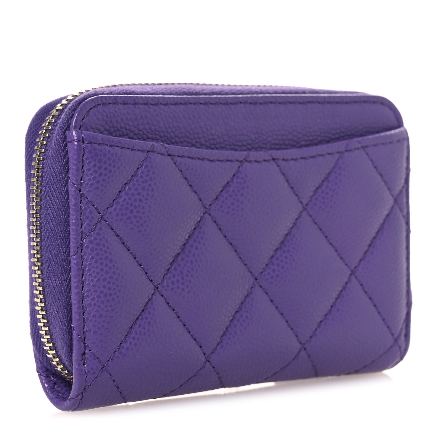 Caviar Quilted Zip Coin Purse Purple