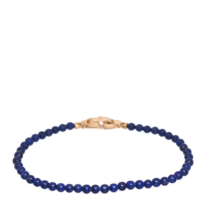 David Yurman 18K Yellow Gold Lapis Lazuli 4mm Spiritual Beads Bracelet 1 of 5