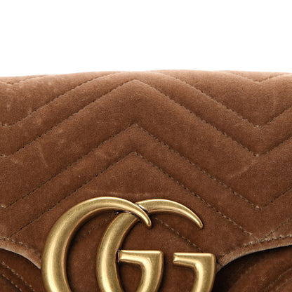 Gucci Velvet Matelasse Medium GG Marmont Shoulder Bag Taupe 12 of 14