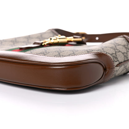 Gucci GG Supreme Monogram Azalea Calfskin Web Small Jackie 1961 Hobo Beige Ebony Brown Sugar 10 of 13