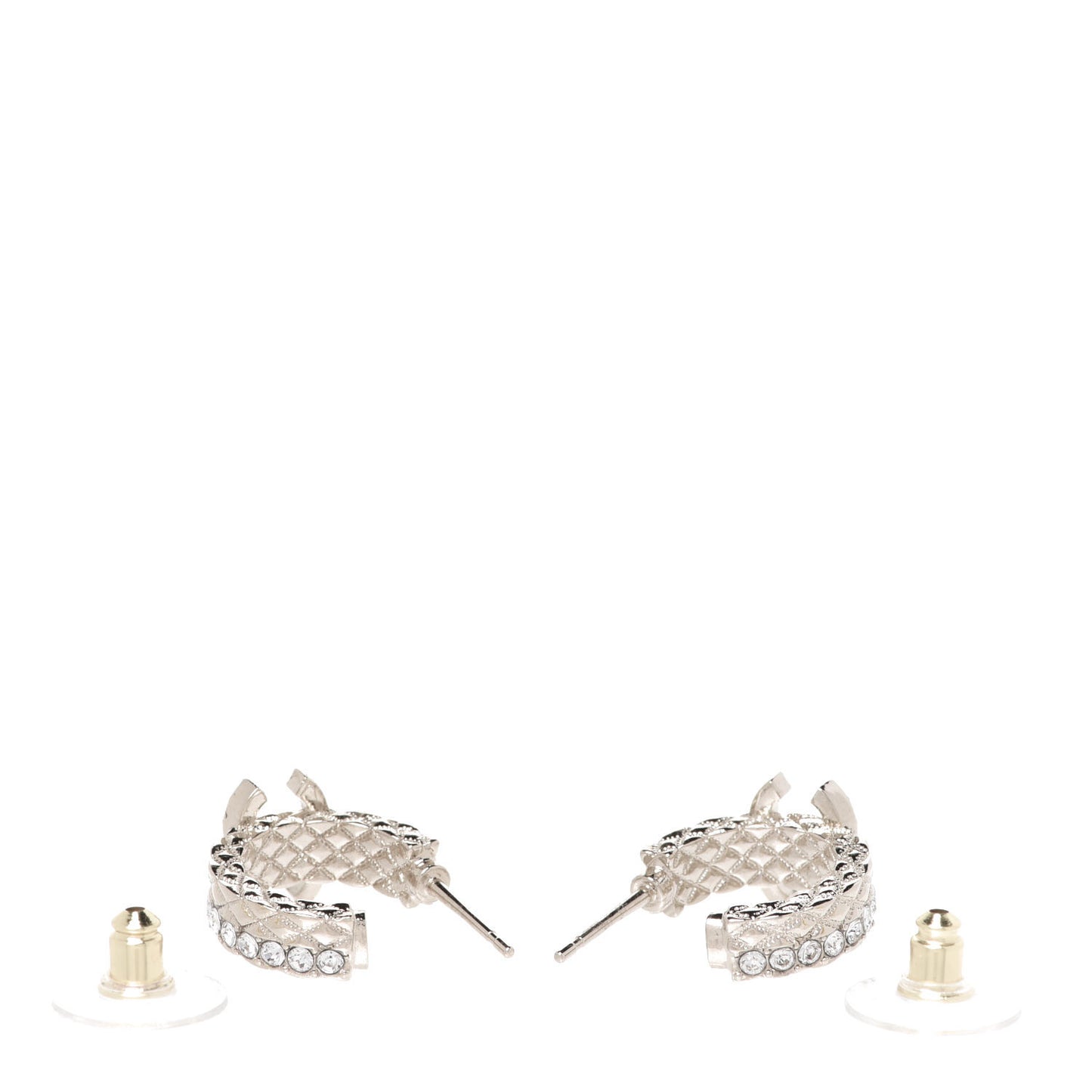 Crystal Quilted CC Hoop Earrings Gold