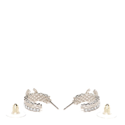 Chanel Crystal Quilted CC Hoop Earrings Gold 3 of 5
