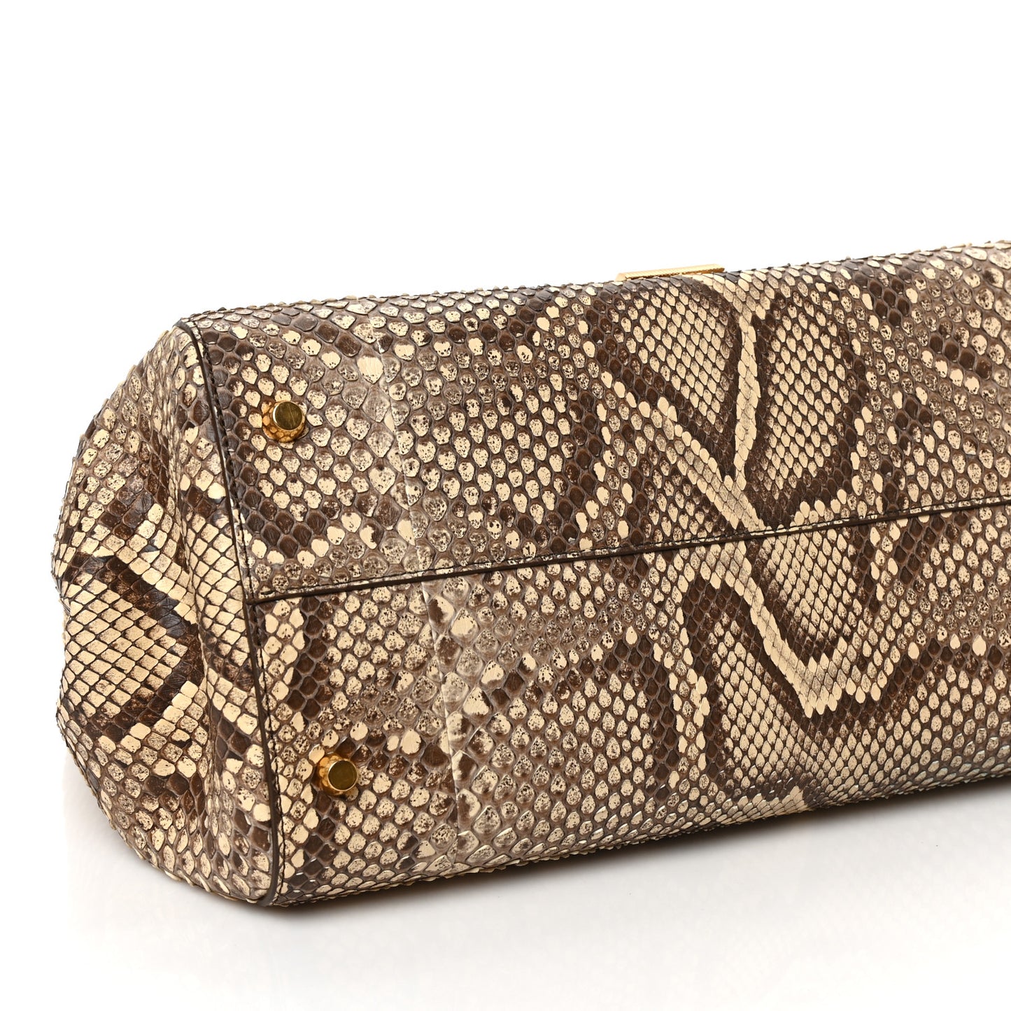 Snakeskin Small BV Angle Shoulder Bag Brown