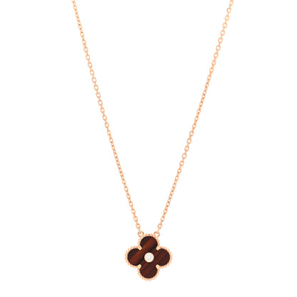 Van Cleef & Arpels 18K Rose Gold Diamond Bulls Eye Vintage Alhambra Pendant Necklace 1 of 6