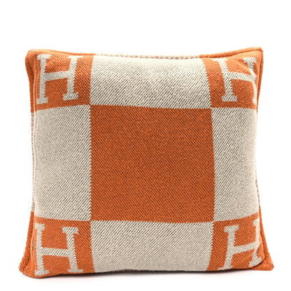 Hermes Wool Cashmere Avalon Pillow GM Ecru Potiron 2 of 4