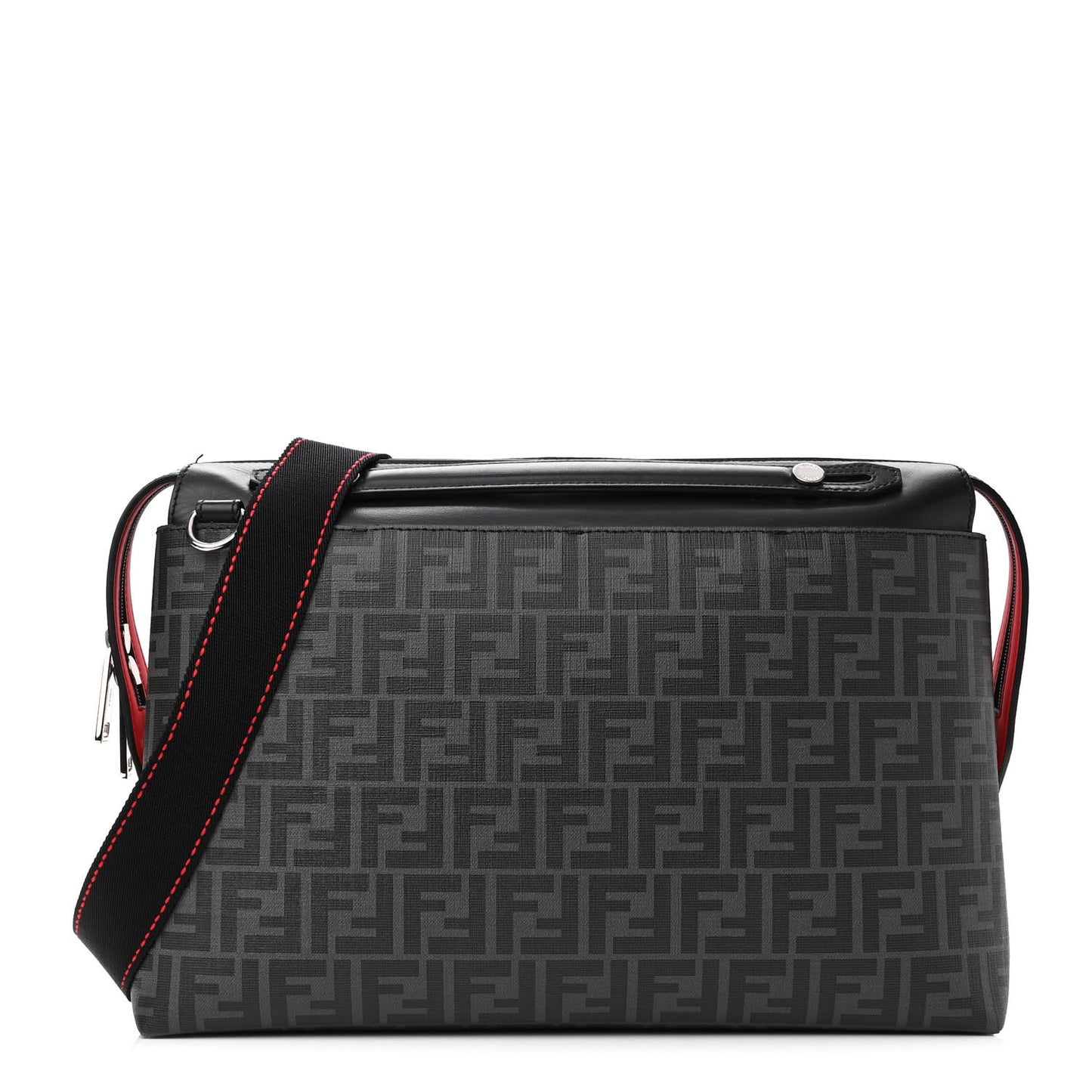 Glazed Fabric Vitello Grace Century FF 1974 Heat Sealed By The Way Messenger Bag Black Rosso
