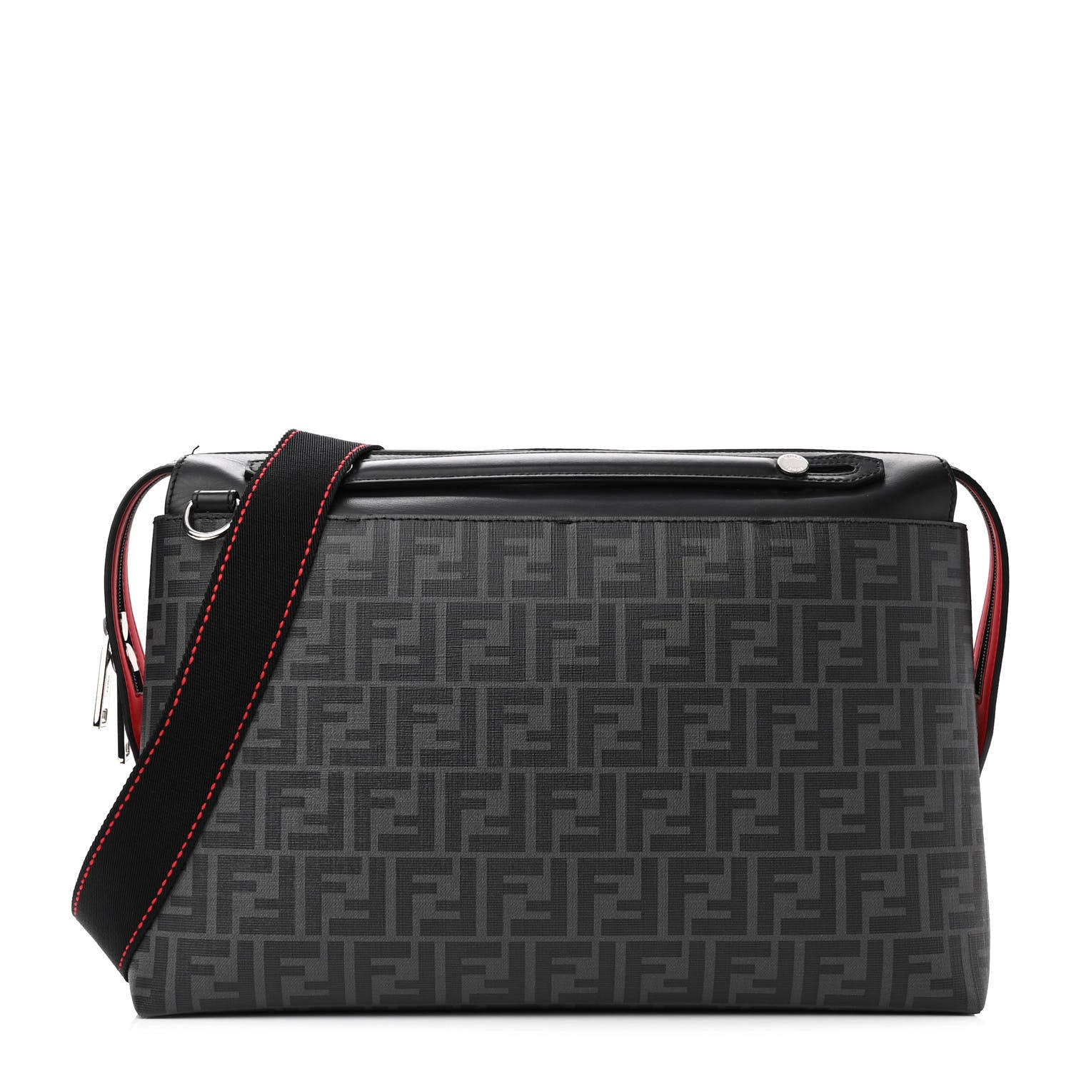 Fendi Glazed Fabric Vitello Grace Century FF 1974 Heat Sealed By The Way Messenger Bag Black Rosso 1 of 11