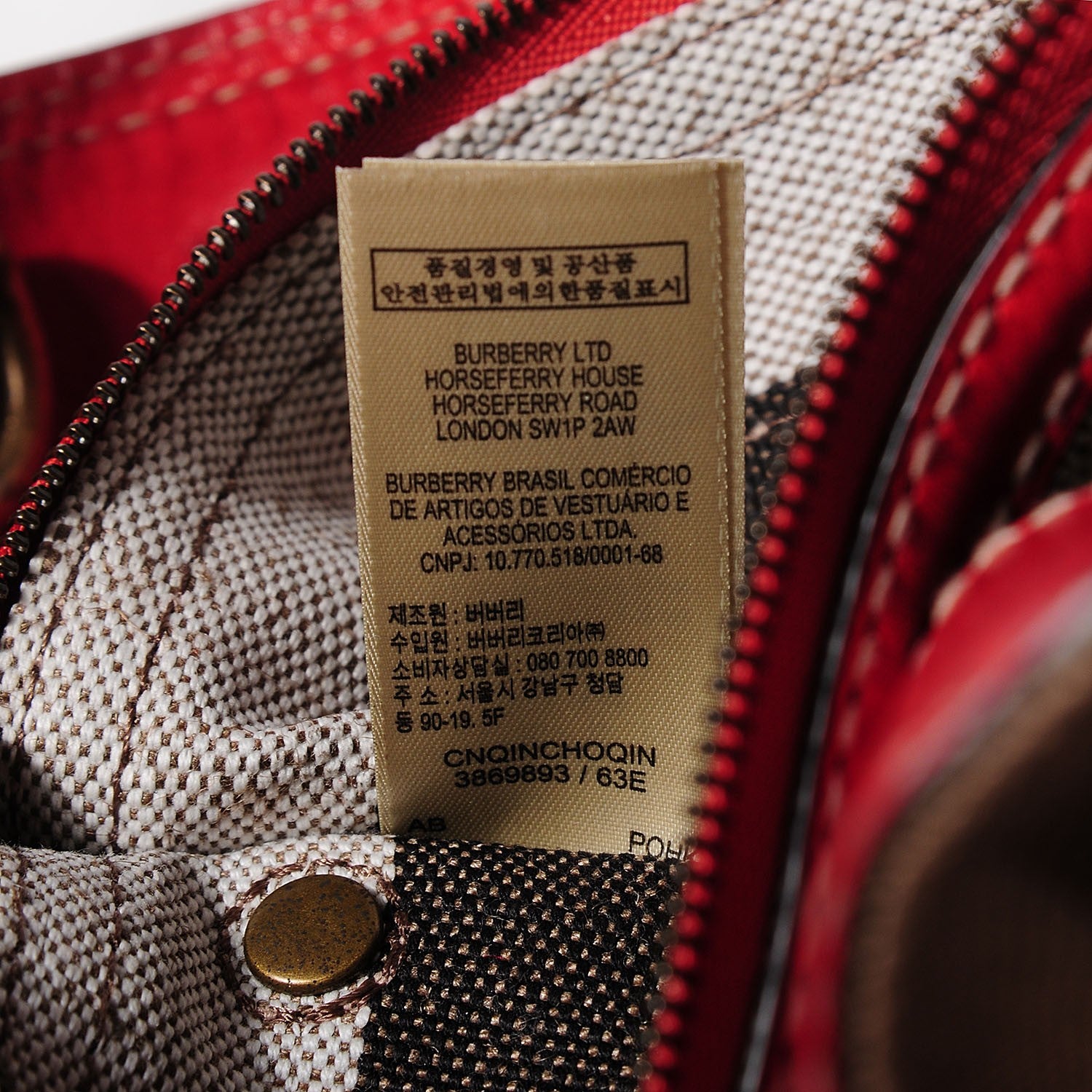 Burberry Canvas Mega Check Medium Susanna Hobo Red 7 of 10