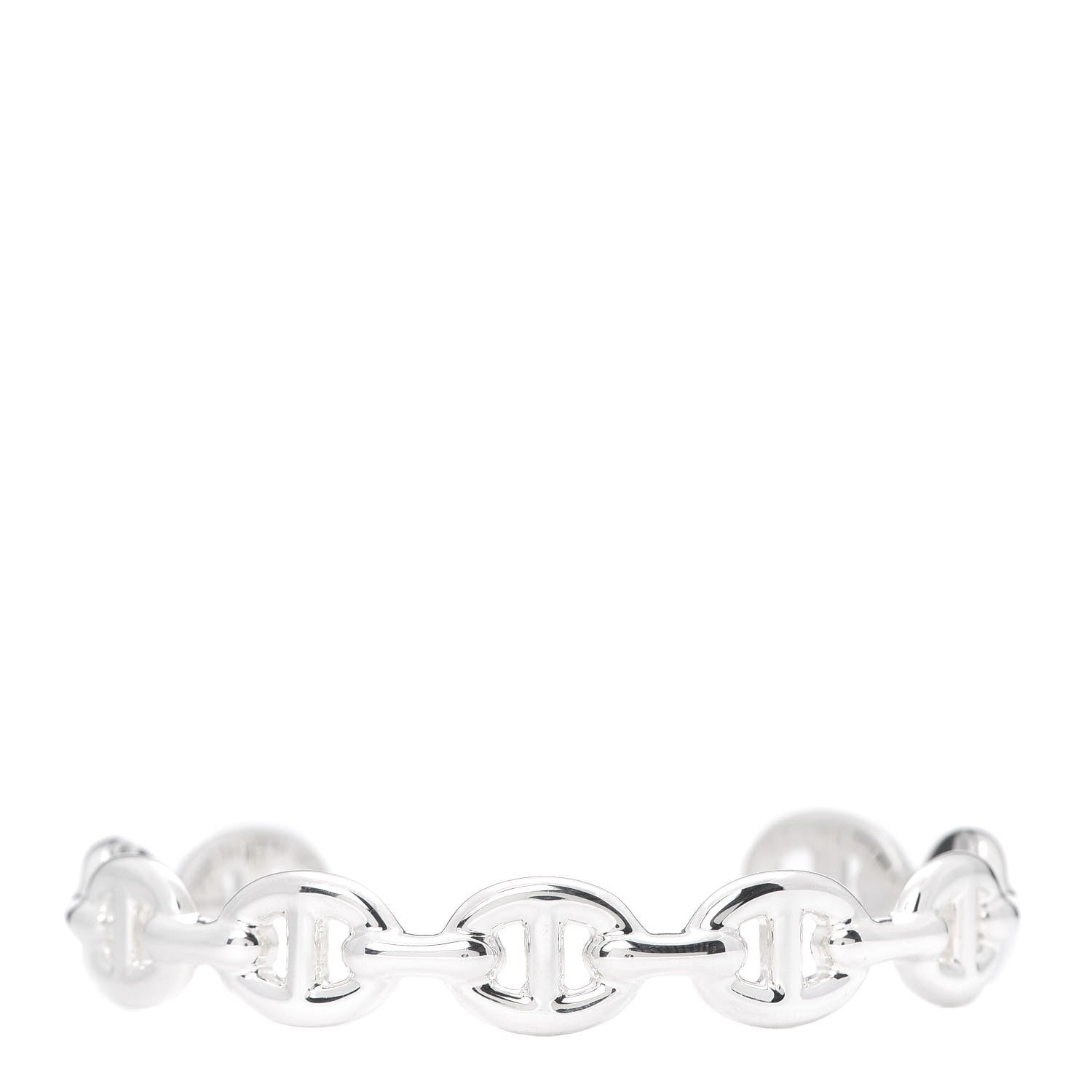 Hermes Sterling Silver MM Chaine d'Ancre Enchainee Cuff Bracelet SH 1 of 5