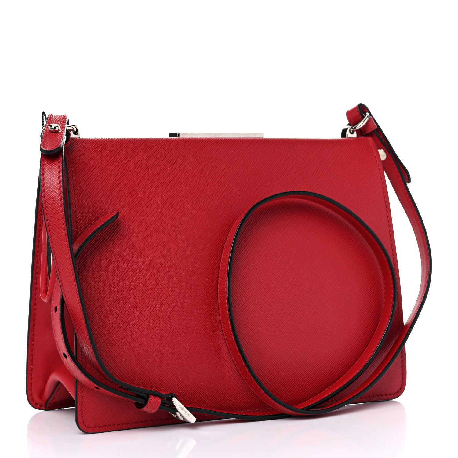 Prada Saffiano City Calfskin Monochrome Light Frame Bag Fuoco 2 of 8
