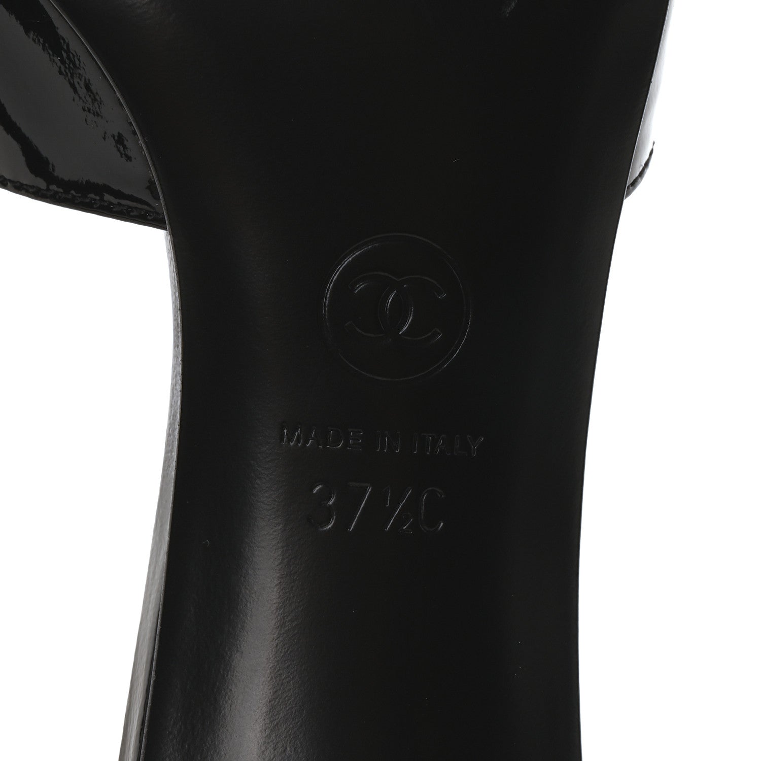 Chanel Patent Lambskin Pearl Mules 37.5 Black 7 of 8