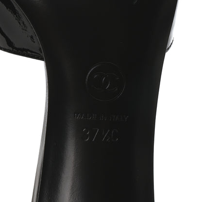 Chanel Patent Lambskin Pearl Mules 37.5 Black 7 of 8