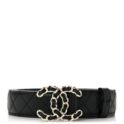 Chanel Calfskin Quilted CC Chain Belt 80 32 Black 1 of 7