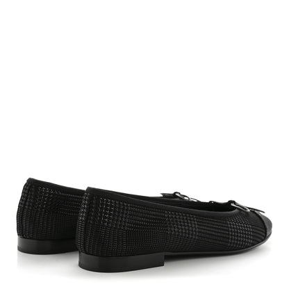Chanel Suede Kidskin Cap Toe CC Ballerina Flats 39 Black 5 of 10