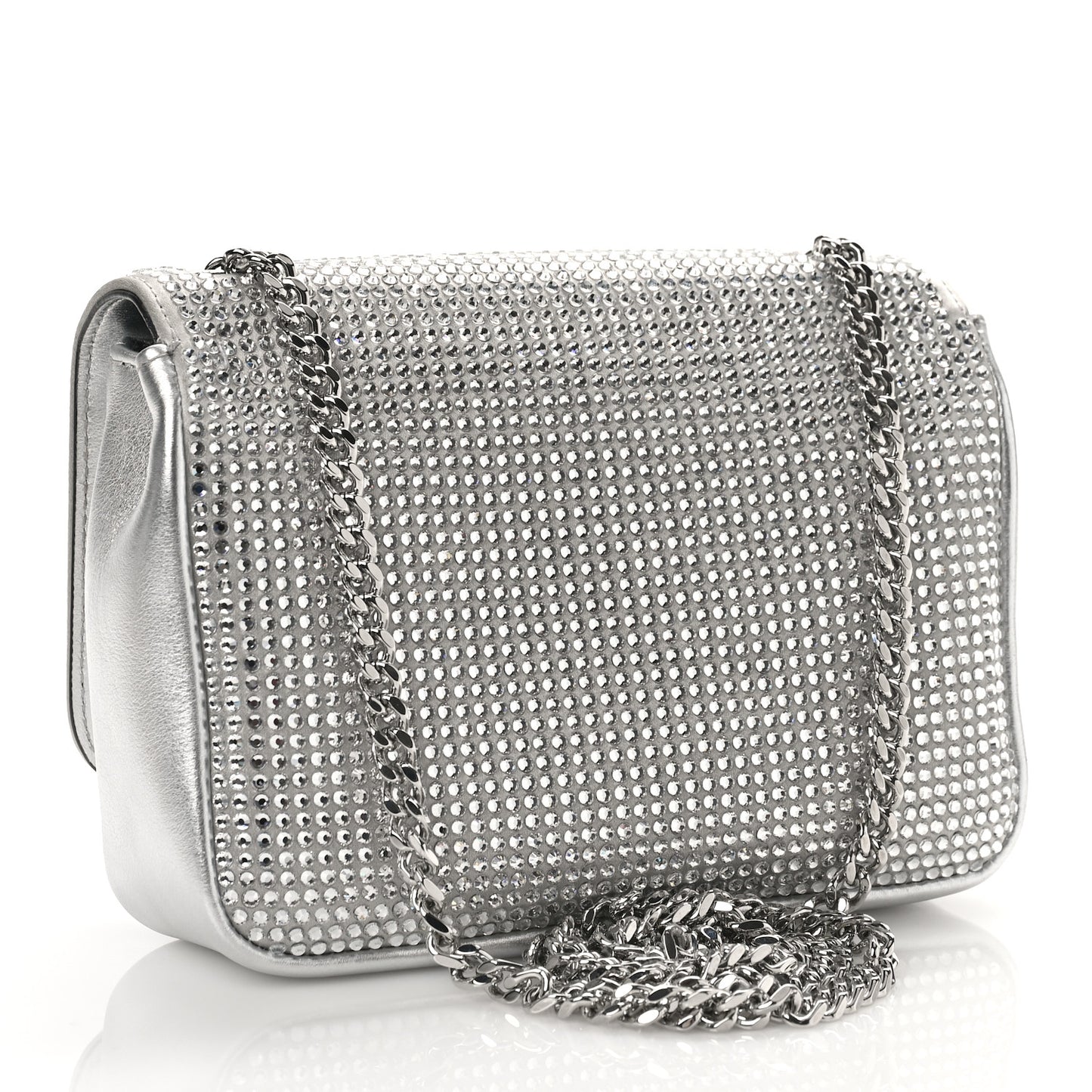 Palazzo Crystal Chain Evening Bag Silver