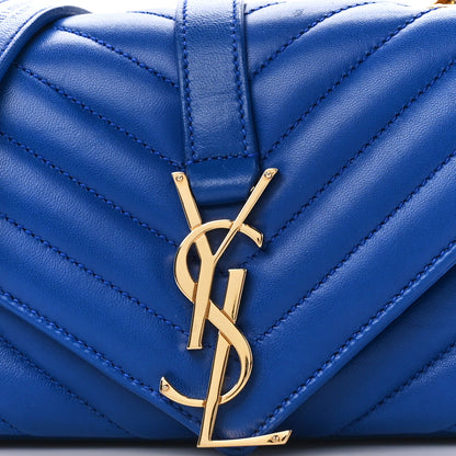 Saint Laurent Sheepskin Matelasse Chevron Monogram Classic Baby Chain Bag Blue Majorelle 8 of 10