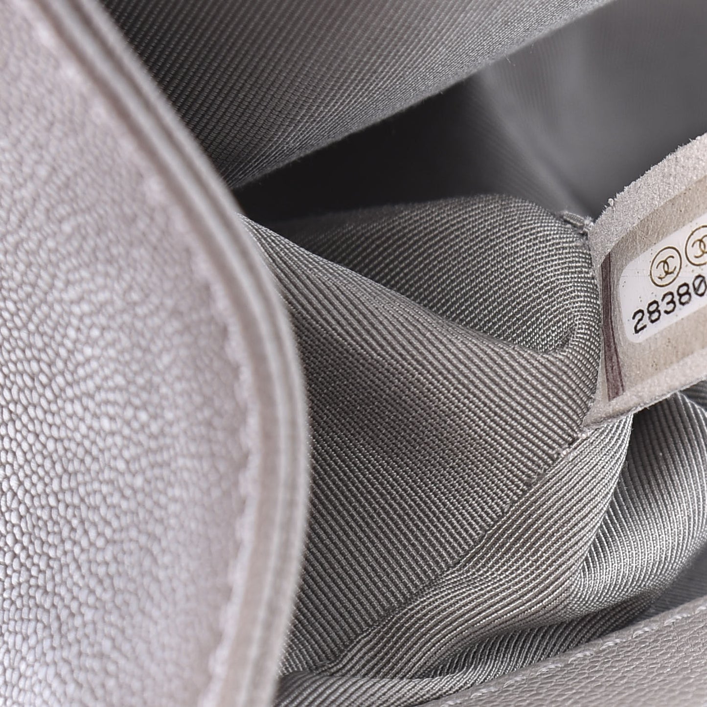 Caviar Quilted Medium Boy Flap Grey